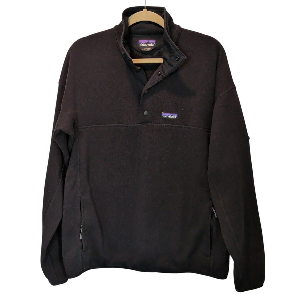 Patagonia Men's Sz L Black Lightweight Better Sweater Pullover Quarter Snap